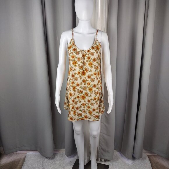 Forever 21 Sunflower Floral Mini Slip Dress Chiffon Style Size Small - Picture 2 of 11
